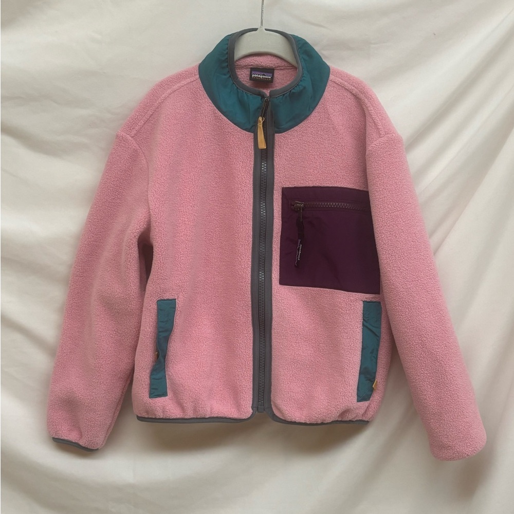 Patagonia synchilla fleece jacket size 6 pink full zip